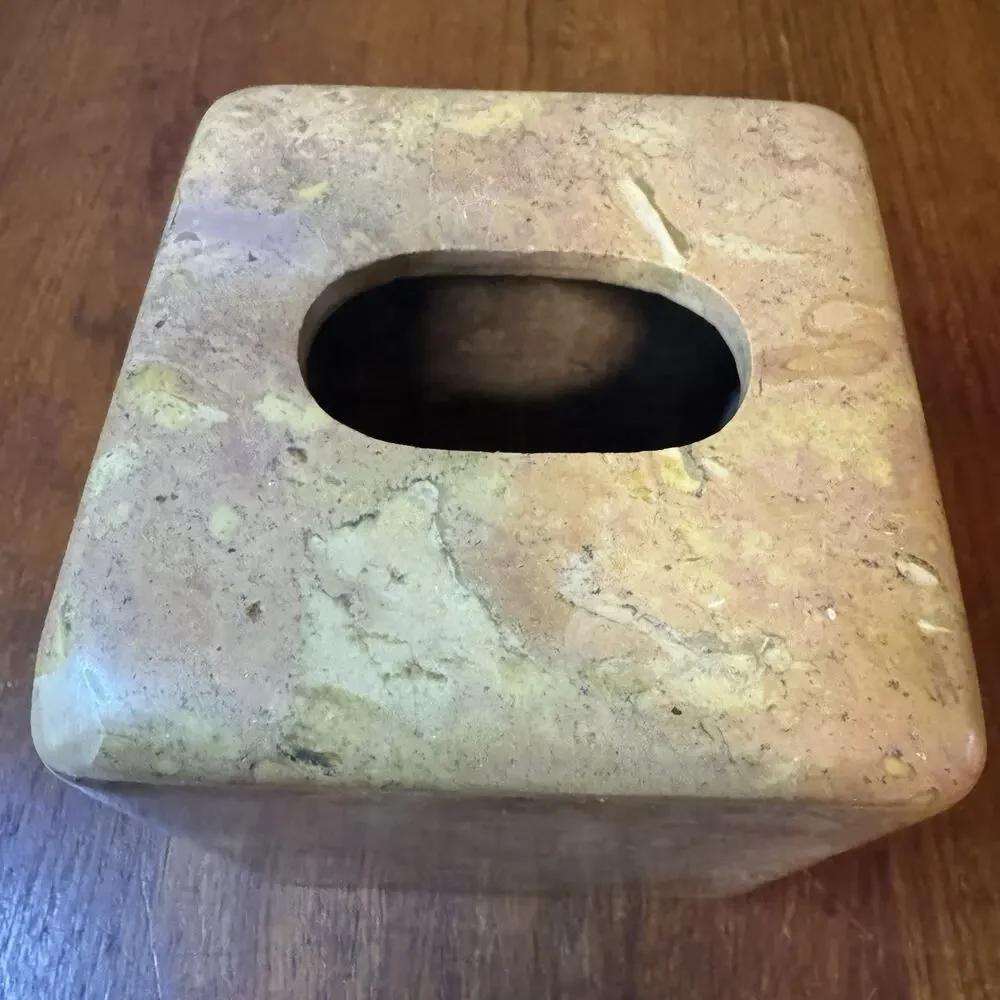 Vintage Indonesian Travertine Natural Stone Tissue Box Cover Holder